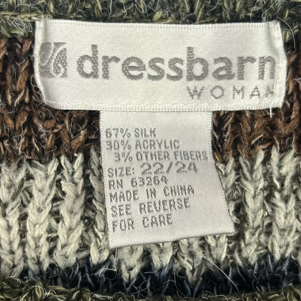Dressbarn Womens Pullover Sweater Brown Stripe Silk Acrylic Size 21/24 - Picture 8 of 9
